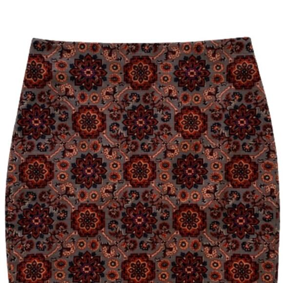 Loft Outlet Skirt Rust Black Floral Medallion Tailored Pencil Skirt Size 0P NEW - Picture 3 of 9